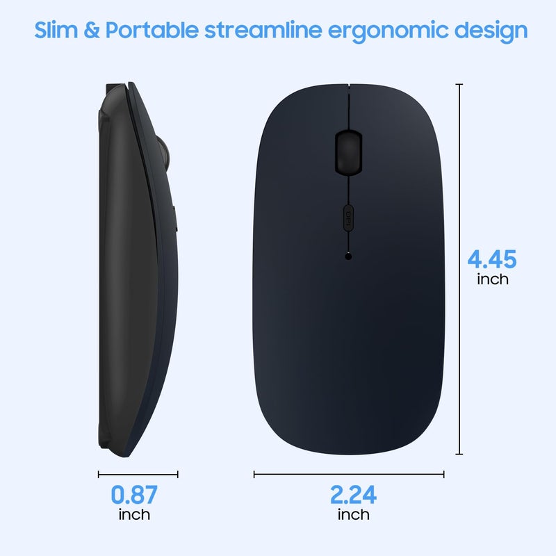 SUNGI Bluetooth Mouse for Laptop/MacBook/iPad/Android PC,Rechargable Quiet Slim Wireless Mice Compatible with Windows/Linux/Tablet,Black - Image 5